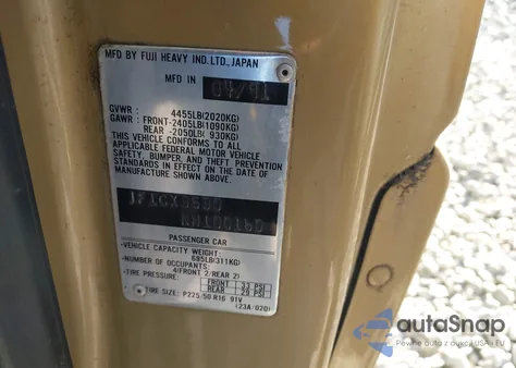 1992 Subaru Svx Lsl из США, поврежденный, VIN JF1CX3530NH100160